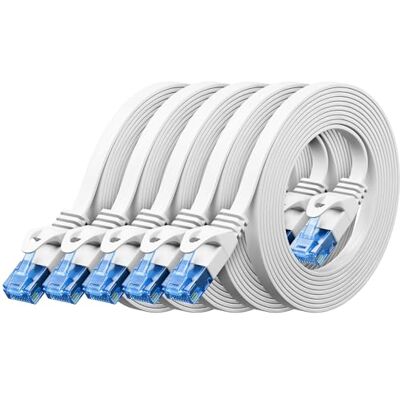 deleyCON 5x 0,25m CAT6 Câble Réseau Plat 1000 Mbit Gigabit LAN Cat 6 RJ45 Ethernet Câble Patch Mince Plat pour Internet Switch Routeur Modem Panneau Patch Blanc - Publicité deleyCON 5x 0,25m CAT6 Câble Réseau Plat 1000 Mbit Gigabit LAN Cat 6 RJ45 Ethernet Câble Patch Mince Plat pour Internet Switch Routeur Modem Panneau Patch Blanc - Publicité