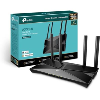 TP-Link Archer AX58 Routeur WiFi 6 AX3000 bi-Bande, 3 Gbit/s, 160 MHz, 4 Ports LAN Gigabit, EasyMesh, WPA3, 4 antennes, HomeShield, OFDMA, Mode Point d'Accès, Compatible Toutes Box Internet - Publicité TP-Link Archer AX58 Routeur WiFi 6 AX3000 bi-Bande, 3 Gbit/s, 160 MHz, 4 Ports LAN Gigabit, EasyMesh, WPA3, 4 antennes, HomeShield, OFDMA, Mode Point d'Accès, Compatible Toutes Box Internet - Publicité