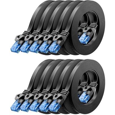 deleyCON 10x 1m CAT6 Câble Réseau Plat 1000 Mbit Gigabit LAN Cat 6 RJ45 Ethernet Câble Patch Mince Plat pour Internet Switch Routeur Modem Panneau Patch Noir - Publicité deleyCON 10x 1m CAT6 Câble Réseau Plat 1000 Mbit Gigabit LAN Cat 6 RJ45 Ethernet Câble Patch Mince Plat pour Internet Switch Routeur Modem Panneau Patch Noir - Publicité