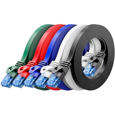 deleyCON 5x 0,5m CAT6 Câble Réseau Plat 1000 Mbit Gigabit LAN Cat 6 RJ45 Ethernet Câble Patch Mince Plat pour Internet Switch Routeur Modem Panneau Patch Coloré - Publicité deleyCON 5x 0,5m CAT6 Câble Réseau Plat 1000 Mbit Gigabit LAN Cat 6 RJ45 Ethernet Câble Patch Mince Plat pour Internet Switch Routeur Modem Panneau Patch Coloré - Publicité