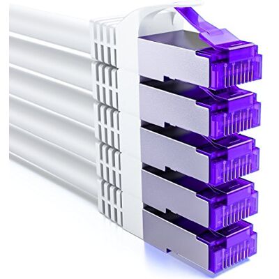 deleyCON 5x 1m CAT7 Câble Réseau 10 Gigabit RJ45 Câble Patch Ethernet (Cuivre, Blindage SFTP PiMF) LAN DSL Switch Modem Routeur Panneau Patch CAT7 CAT6 CAT5 Blanc - Publicité deleyCON 5x 1m CAT7 Câble Réseau 10 Gigabit RJ45 Câble Patch Ethernet (Cuivre, Blindage SFTP PiMF) LAN DSL Switch Modem Routeur Panneau Patch CAT7 CAT6 CAT5 Blanc - Publicité