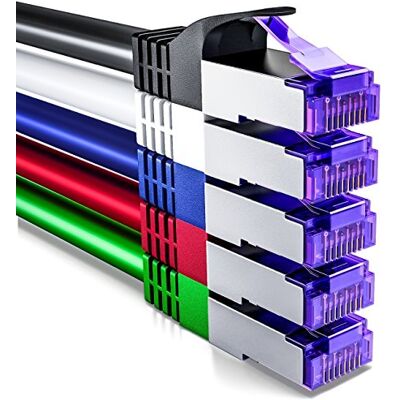 deleyCON 5x 0,5m CAT7 Câble Réseau 10 Gigabit Court 50cm RJ45 Câble Patch Ethernet (Cuivre, Blindage SFTP PiMF) LAN DSL Switch Modem Routeur Panneau Patch CAT7 CAT6 CAT5 Coloré - Publicité deleyCON 5x 0,5m CAT7 Câble Réseau 10 Gigabit Court 50cm RJ45 Câble Patch Ethernet (Cuivre, Blindage SFTP PiMF) LAN DSL Switch Modem Routeur Panneau Patch CAT7 CAT6 CAT5 Coloré - Publicité