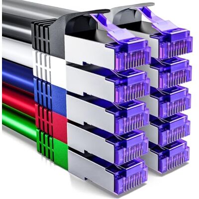 deleyCON 10x 1m CAT7 Câble Réseau 10 Gigabit RJ45 Câble Patch Ethernet (Cuivre, Blindage SFTP PiMF) LAN DSL Switch Modem Routeur Panneau Patch CAT7 CAT6 CAT5 Coloré - Publicité deleyCON 10x 1m CAT7 Câble Réseau 10 Gigabit RJ45 Câble Patch Ethernet (Cuivre, Blindage SFTP PiMF) LAN DSL Switch Modem Routeur Panneau Patch CAT7 CAT6 CAT5 Coloré - Publicité