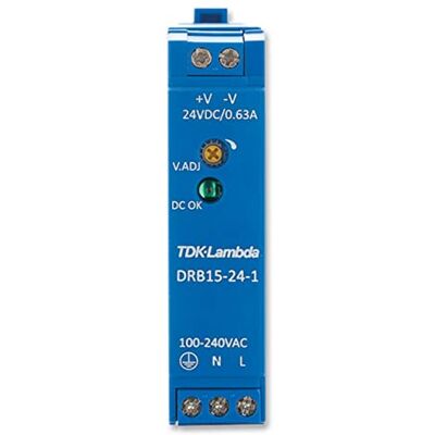 TDK Lambda Drb-15–24–1 AC/DC Alimentation rail Din, compact, réglable, fixe, 85 V, 264 V, 15.12 W, 24 V, 630 MA - Publicité TDK Lambda Drb-15–24–1 AC/DC Alimentation rail Din, compact, réglable, fixe, 85 V, 264 V, 15.12 W, 24 V, 630 MA - Publicité