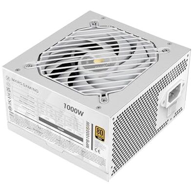 Mars Gaming MPB1000SI, Alimentation PC ATX 1000W, Garantie 7 Ans, 80Plus Gold 90%, Ventilateur SI Extreme Silence avec Noyau Cuivre et Aluminium, Technologies AI2-RPM, DC-DC et SMD, Blanc - Publicité Mars Gaming MPB1000SI, Alimentation PC ATX 1000W, Garantie 7 Ans, 80Plus Gold 90%, Ventilateur SI Extreme Silence avec Noyau Cuivre et Aluminium, Technologies AI2-RPM, DC-DC et SMD, Blanc - Publicité