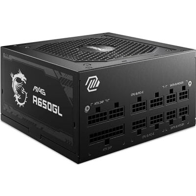 MSI MAG A650GL Alimentation modulaire ATX, 80 Plus Gold 650W, ventilateur FDB 120 mm à roulement hydrodynamique, Full-Bridge LLC, câbles plats noirs, garantie 7 ans - Publicité MSI MAG A650GL Alimentation modulaire ATX, 80 Plus Gold 650W, ventilateur FDB 120 mm à roulement hydrodynamique, Full-Bridge LLC, câbles plats noirs, garantie 7 ans - Publicité