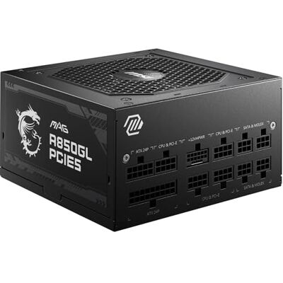 MSI MAG A850GL PCIE5 Alimentation modulaire ATX 3.1, 80 Plus Gold 850W, compatible PCIe 5.0, ventilateur FDB 120mm, Full-Bridge LLC, câbles plats noirs, garantie 7 ans - Publicité MSI MAG A850GL PCIE5 Alimentation modulaire ATX 3.1, 80 Plus Gold 850W, compatible PCIe 5.0, ventilateur FDB 120mm, Full-Bridge LLC, câbles plats noirs, garantie 7 ans - Publicité