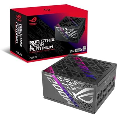 Asus ROG Strix 1200W Platinum, Alimentation entièrement modulaire, certifiée 80 Plus Platinum, ATX 3.1, PCIe 5.1, GaN MOSFET, GPU-First IVS, Garantie 10 Ans - Publicité Asus ROG Strix 1200W Platinum, Alimentation entièrement modulaire, certifiée 80 Plus Platinum, ATX 3.1, PCIe 5.1, GaN MOSFET, GPU-First IVS, Garantie 10 Ans - Publicité