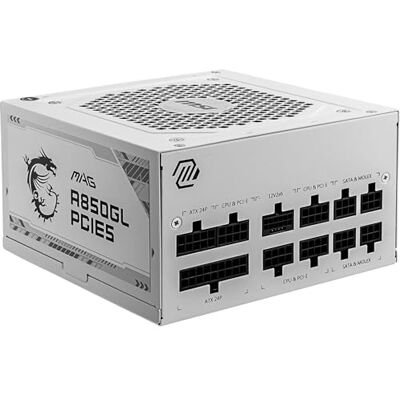 MSI MAG A850GL PCIE5 White Alimentation modulaire ATX 3.1, 80 Plus Gold 850W, compatible PCIe 5.0, ventilateur FDB 120mm, Full-Bridge LLC, câbles plats noirs, garantie 7 ans - Publicité MSI MAG A850GL PCIE5 White Alimentation modulaire ATX 3.1, 80 Plus Gold 850W, compatible PCIe 5.0, ventilateur FDB 120mm, Full-Bridge LLC, câbles plats noirs, garantie 7 ans - Publicité