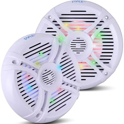 Pyle Haut-Parleurs Marine Étanches 250W, Système Audio Stéréo Extérieur, Résistant à l'eau et Intempéries, pour Voiture/Bateau, Blanc - Publicité Pyle Haut-Parleurs Marine Étanches 250W, Système Audio Stéréo Extérieur, Résistant à l'eau et Intempéries, pour Voiture/Bateau, Blanc - Publicité