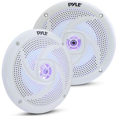 Pyle Haut-parleurs Marins étanches à Profil Bas – 240 W 16,5 cm 2 Voies, 1 Paire Mince, étanche, résistant aux intempéries, système Audio stéréo extérieur avec lumières Del Bleues (Blanc) - Publicité Pyle Haut-parleurs Marins étanches à Profil Bas – 240 W 16,5 cm 2 Voies, 1 Paire Mince, étanche, résistant aux intempéries, système Audio stéréo extérieur avec lumières Del Bleues (Blanc) - Publicité