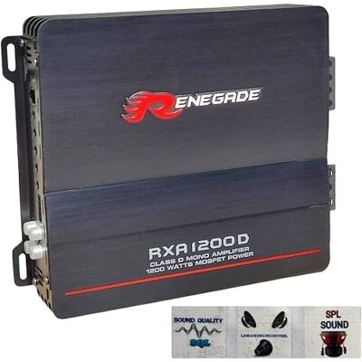 Renegade 1 amplificateur RXA1200D RXA 1200 D monophonique classe D 1 canal 600 watts rms stable à 1 ohm 1200 watts max bass boost spl voiture, 1 pièce - Publicité Renegade 1 amplificateur RXA1200D RXA 1200 D monophonique classe D 1 canal 600 watts rms stable à 1 ohm 1200 watts max bass boost spl voiture, 1 pièce - Publicité