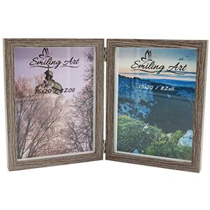 ART Cadre photo pour 2 photos en bois MDF avec vitre, cadre photo pliable, cadre double (Gris, 2x15x20 cm) - Publicité ART Cadre photo pour 2 photos en bois MDF avec vitre, cadre photo pliable, cadre double (Gris, 2x15x20 cm) - Publicité