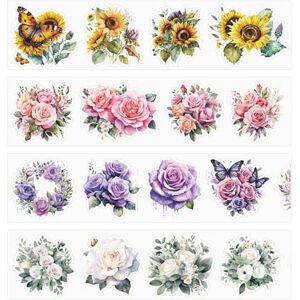 CWPFVQA Lot de 4 rouleaux de ruban floral, autocollants transparents, pour scrapbooking, cadeau, décoration d'album photo - Publicité CWPFVQA Lot de 4 rouleaux de ruban floral, autocollants transparents, pour scrapbooking, cadeau, décoration d'album photo - Publicité