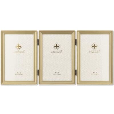Cadre triple Lawrence - Laiton - 10x15 cm - Bordure perle - Publicité Cadre triple Lawrence - Laiton - 10x15 cm - Bordure perle - Publicité