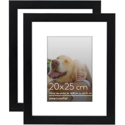 Americanflat Cadre Photo 20x25 cm Noir Cadre Photo 13x18 cm avec Passe-Partout ou 20x25 cm sans Passe-Partout Bois MDF avec Vitre Antichoc & Chevalet Mural ou pour Table Pack de 2 - Publicité Americanflat Cadre Photo 20x25 cm Noir Cadre Photo 13x18 cm avec Passe-Partout ou 20x25 cm sans Passe-Partout Bois MDF avec Vitre Antichoc & Chevalet Mural ou pour Table Pack de 2 - Publicité
