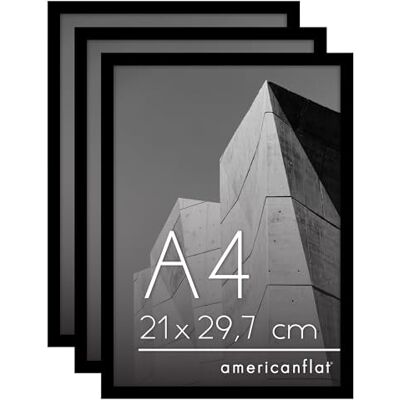 Americanflat Cadre Photo A4 Noir Cadre A4 avec Bordure Fine, Vitre Antichoc, Chevalet et Matériel de Suspension Intégré pour Mur et Surface Plane Lot de 3 - Publicité Americanflat Cadre Photo A4 Noir Cadre A4 avec Bordure Fine, Vitre Antichoc, Chevalet et Matériel de Suspension Intégré pour Mur et Surface Plane Lot de 3 - Publicité