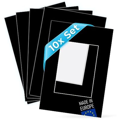 PHOTOLINI 10 x Passe-Partout Noir pour Photos 50 x 60 cm (30 x 45 cm) - Publicité PHOTOLINI 10 x Passe-Partout Noir pour Photos 50 x 60 cm (30 x 45 cm) - Publicité