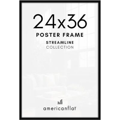 Americanflat 24x36 Poster Frame with Polished Plexiglass Streamline Collection Thin Border Picture Frame for Wall Display Hanging Hardware Included Black - Publicité Americanflat 24x36 Poster Frame with Polished Plexiglass Streamline Collection Thin Border Picture Frame for Wall Display Hanging Hardware Included Black - Publicité