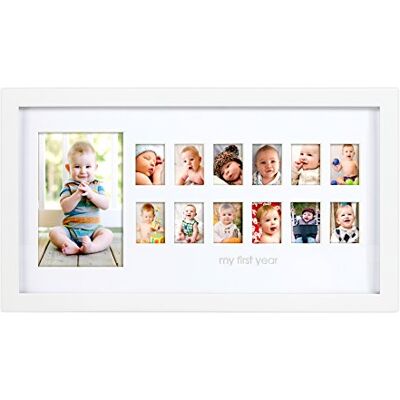 Pearhead Cadre photo Motif Photo Moments Baby Monthly Milestone Photo Collage with 13 Inserts, Gender-Neutral Nursery Keepsake, Baby Registry & Shower Gift, White - Publicité Pearhead Cadre photo Motif Photo Moments Baby Monthly Milestone Photo Collage with 13 Inserts, Gender-Neutral Nursery Keepsake, Baby Registry & Shower Gift, White - Publicité