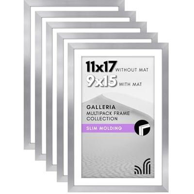 Americanflat Lot de cadres photo argentés de 28 x 43 cm – Utilisation comme cadre photo de 22,9 x 38,1 cm avec passe-partout ou cadre de 28 x 43,2 cm sans passe-partout – Cadre photo de collage avec - Publicité Americanflat Lot de cadres photo argentés de 28 x 43 cm – Utilisation comme cadre photo de 22,9 x 38,1 cm avec passe-partout ou cadre de 28 x 43,2 cm sans passe-partout – Cadre photo de collage avec - Publicité