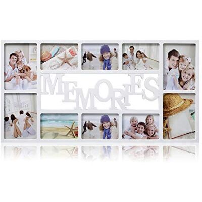ARPAN Cadre Photo pour 10 Photos Multi-Ouvertures, Support Mural Blanc avec Feuille en polystyrène pour Photos de 15 x 10 cm, 10 x 12 x 17 cm, Cadre Photo en Plastique Blanc - Publicité ARPAN Cadre Photo pour 10 Photos Multi-Ouvertures, Support Mural Blanc avec Feuille en polystyrène pour Photos de 15 x 10 cm, 10 x 12 x 17 cm, Cadre Photo en Plastique Blanc - Publicité