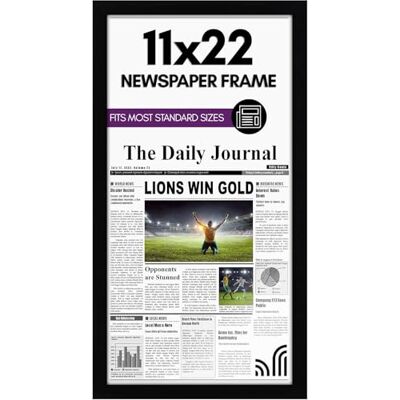 Americanflat 11x22 Newspaper Frame with Polished Plexiglass Display for Assorted Media Articles Signature Collection Modern Picture Frame for Wall Display Black - Publicité Americanflat 11x22 Newspaper Frame with Polished Plexiglass Display for Assorted Media Articles Signature Collection Modern Picture Frame for Wall Display Black - Publicité