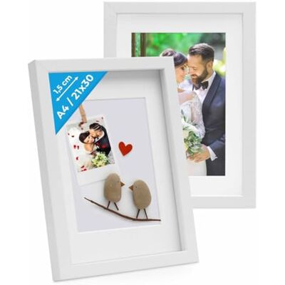 PHOTOLINI Cadre Photo 3D à remplir A4 21 x 30 cm Cadre boîte Profond Blanc cadre boîte pour objets jusqu'à 1,5 cm avec passe-partout et verre, bois MDF, pour les loisirs créatifs & comme cadeau - Publicité PHOTOLINI Cadre Photo 3D à remplir A4 21 x 30 cm Cadre boîte Profond Blanc cadre boîte pour objets jusqu'à 1,5 cm avec passe-partout et verre, bois MDF, pour les loisirs créatifs & comme cadeau - Publicité