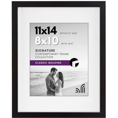 Americanflat 11x14 Picture Frame with Shatter-Resistant Glass Use as 8x10 with Mat or Display Photo Signature Collection Frames for Wall Black - Publicité Americanflat 11x14 Picture Frame with Shatter-Resistant Glass Use as 8x10 with Mat or Display Photo Signature Collection Frames for Wall Black - Publicité