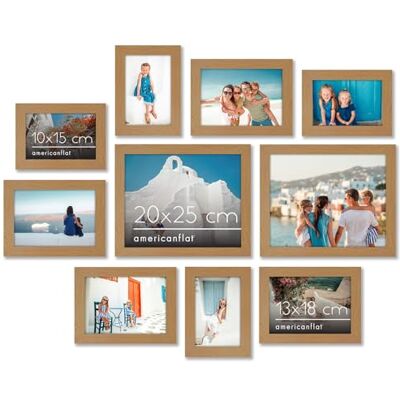 Americanflat Lot de 10 Cadres Photos Cadre Photo Multiple avec Deux 20x25 cm, Quatre 13x18 cm et Quatre 10x15 cm- Décoration Murale et Collages avec Verre Résistant aux Chocs Chêne Foncé - Publicité Americanflat Lot de 10 Cadres Photos Cadre Photo Multiple avec Deux 20x25 cm, Quatre 13x18 cm et Quatre 10x15 cm- Décoration Murale et Collages avec Verre Résistant aux Chocs Chêne Foncé - Publicité