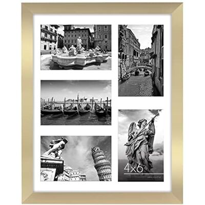 Americanflat Cadre Photo 10x15 cm Doré Cadre Pêle-Mêle 28x36 cm sans Passe-Partout ou avec Passe-Partout pour Cinq Photos 15x10 cm avec Verre Résistant aux Chocs - Publicité Americanflat Cadre Photo 10x15 cm Doré Cadre Pêle-Mêle 28x36 cm sans Passe-Partout ou avec Passe-Partout pour Cinq Photos 15x10 cm avec Verre Résistant aux Chocs - Publicité