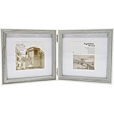 ART Cadre photo pliable en bois pour 2 photos, cadre double (blanc + gris, 2 x 10 x 10/2 x 15 x 15 cm) - Publicité ART Cadre photo pliable en bois pour 2 photos, cadre double (blanc + gris, 2 x 10 x 10/2 x 15 x 15 cm) - Publicité