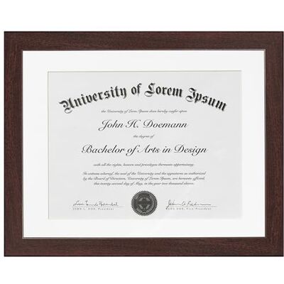 Americanflat 11x14 Diploma Frame with Shatter-Resistant Glass Use as 8.5x11 Frame with Mat or Display 11x14 Documents Without Mat Legacy Collection Certificate Frames for Wall Mahogany - Publicité Americanflat 11x14 Diploma Frame with Shatter-Resistant Glass Use as 8.5x11 Frame with Mat or Display 11x14 Documents Without Mat Legacy Collection Certificate Frames for Wall Mahogany - Publicité