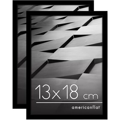 Americanflat Cadre Photo 13x18 cm Noir Cadre 13x18 cm avec Bordure Fine, Vitre Antichoc, Chevalet et Matériel de Suspension Intégré pour Mur et Surface Plane Lot de 2 - Publicité Americanflat Cadre Photo 13x18 cm Noir Cadre 13x18 cm avec Bordure Fine, Vitre Antichoc, Chevalet et Matériel de Suspension Intégré pour Mur et Surface Plane Lot de 2 - Publicité