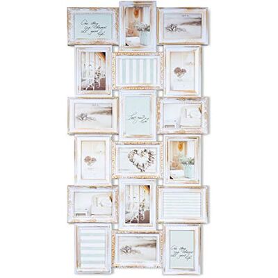 levandeo Cadre photo blanc pour 18 photos de 10 x 15 cm De style baroque antique et nostalgique Vis incluses Gold/Kupfer Gewischt - Publicité levandeo Cadre photo blanc pour 18 photos de 10 x 15 cm De style baroque antique et nostalgique Vis incluses Gold/Kupfer Gewischt - Publicité