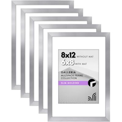 Americanflat Collection Galleria Lot de 5 cadres photo de 15,2 x 20,3 cm avec passe-partout ou cadre de 20,3 x 30,5 cm sans passe-partout cadre photo mural avec vitre en plexiglas poli argenté - Publicité Americanflat Collection Galleria Lot de 5 cadres photo de 15,2 x 20,3 cm avec passe-partout ou cadre de 20,3 x 30,5 cm sans passe-partout cadre photo mural avec vitre en plexiglas poli argenté - Publicité