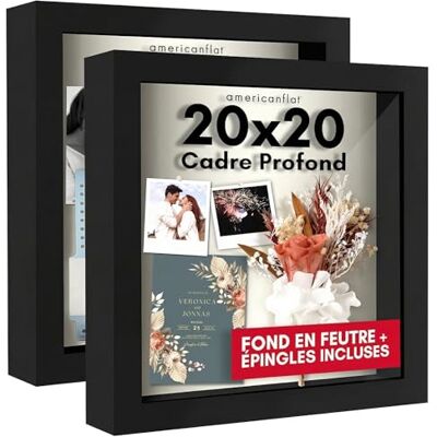 Americanflat Lot de 2 Cadres Noirs avec Dos en Lin Doux Bois Composite avec Verre incassable pour Mur et Table 20,3 x 20,3 cm - Publicité Americanflat Lot de 2 Cadres Noirs avec Dos en Lin Doux Bois Composite avec Verre incassable pour Mur et Table 20,3 x 20,3 cm - Publicité