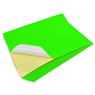 EVG Evergreen Goods Lot de 20 Feuilles A4 Vert Fluo Papier Autocollant - Publicité EVG Evergreen Goods Lot de 20 Feuilles A4 Vert Fluo Papier Autocollant - Publicité