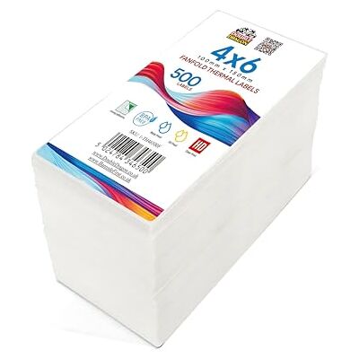 Dragon 100 x 150 mm (4" x 6"), 500 Étiquettes Fanfold Premium avec Revêtement, Adhésif Permanent, Compatible avec Imprimantes Zebra, MUNBYN, Rollo, TSC, Toshiba, Citizen (1 Pile) - Publicité Dragon 100 x 150 mm (4" x 6"), 500 Étiquettes Fanfold Premium avec Revêtement, Adhésif Permanent, Compatible avec Imprimantes Zebra, MUNBYN, Rollo, TSC, Toshiba, Citizen (1 Pile) - Publicité