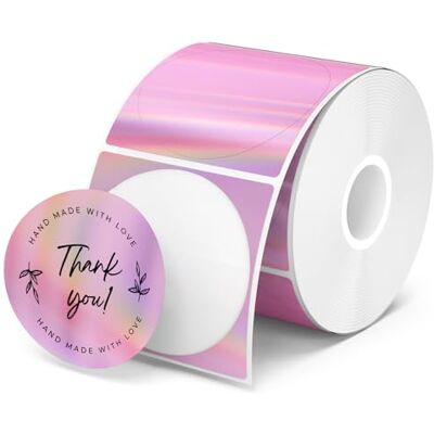 MUNBYN 400 Étiquette Thermique Circulaire au Laser, Etiquette Autocollante Ronde 51mm×51mm, Shipping Label Résistant aux rayures, à l'eau,à la saleté,à la poussière et à la graisse, Laser Rose - Publicité MUNBYN 400 Étiquette Thermique Circulaire au Laser, Etiquette Autocollante Ronde 51mm×51mm, Shipping Label Résistant aux rayures, à l'eau,à la saleté,à la poussière et à la graisse, Laser Rose - Publicité