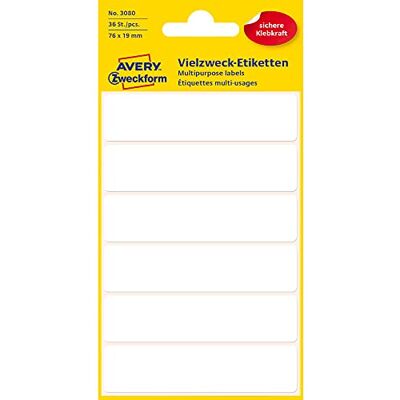 Avery étiquettes multi-usages, 76 x 19mm, blanches - Publicité Avery étiquettes multi-usages, 76 x 19mm, blanches - Publicité