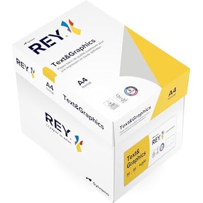 REY ® TEXT & GRAPHICS, papier reprographique, blancheur élevée, 90g, A4, FSC®, carton de 4x500 feuilles - Publicité REY ® TEXT & GRAPHICS, papier reprographique, blancheur élevée, 90g, A4, FSC®, carton de 4x500 feuilles - Publicité