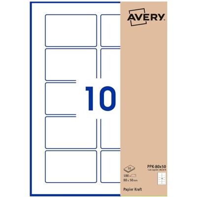 Avery Pochette De 100 Étiquettes Autocollantes Rectangulaires, Papier Kraft Marron, Format 80X50 mm, Personnalisables Et Imprimables Laser, Jet D'Encre Et Copieur (PPK-80X50.Fr) - Publicité Avery Pochette De 100 Étiquettes Autocollantes Rectangulaires, Papier Kraft Marron, Format 80X50 mm, Personnalisables Et Imprimables Laser, Jet D'Encre Et Copieur (PPK-80X50.Fr) - Publicité