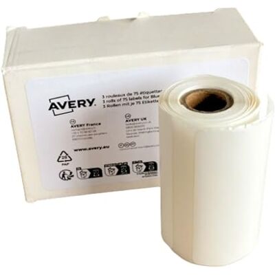Avery Rouleaux Étiquettes Thermiques BTPRINTER-Rolls 55 x 30 mm Recharge pour Imprimante Bluetooth BTPRINTER Pack 3 Rouleaux x 75 Étiquettes Autocollantes Papier Blanc - Publicité Avery Rouleaux Étiquettes Thermiques BTPRINTER-Rolls 55 x 30 mm Recharge pour Imprimante Bluetooth BTPRINTER Pack 3 Rouleaux x 75 Étiquettes Autocollantes Papier Blanc - Publicité