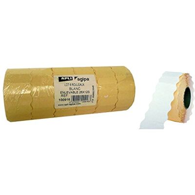 Apli 100916 Lot de 6 Rouleaux de 1500 Etiquettes enlevable sinusoïdale 26 x 12 mm Blanc - Publicité Apli 100916 Lot de 6 Rouleaux de 1500 Etiquettes enlevable sinusoïdale 26 x 12 mm Blanc - Publicité