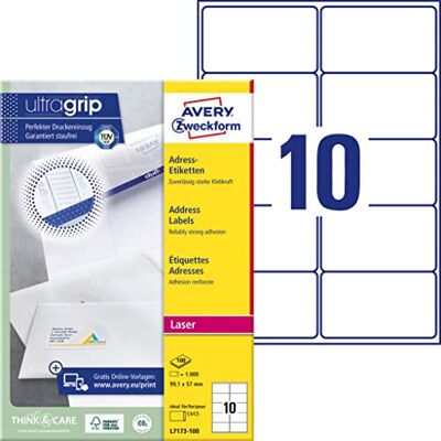 Avery L7173-100 Etiquettes adresse pour enveloppes C4/C5 99,1 x 57 mm 100 feuilles (Import Allemagne) - Publicité Avery L7173-100 Etiquettes adresse pour enveloppes C4/C5 99,1 x 57 mm 100 feuilles (Import Allemagne) - Publicité