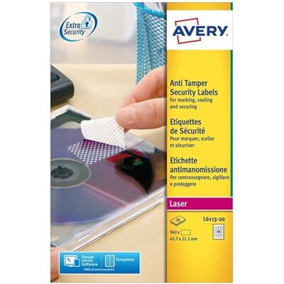 Avery Etiquettes Polyester Ultra-Résistantes 960 Pièces 45,7 x 21,2 mm Laser L6113-20 Etiquettes Ultra Resistantes Feuille A4 Autocollante Imprimante Etiquettes Autocollantes - Publicité Avery Etiquettes Polyester Ultra-Résistantes 960 Pièces 45,7 x 21,2 mm Laser L6113-20 Etiquettes Ultra Resistantes Feuille A4 Autocollante Imprimante Etiquettes Autocollantes - Publicité