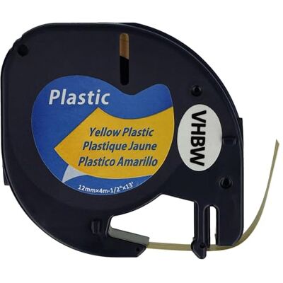 vhbw Ruban plastique compatible avec Dymo LetraTag LT-100T, LT-100H, 2000 imprimante d'étiquettes 4m x 12mm Noir sur Jaune, plastique - Publicité vhbw Ruban plastique compatible avec Dymo LetraTag LT-100T, LT-100H, 2000 imprimante d'étiquettes 4m x 12mm Noir sur Jaune, plastique - Publicité