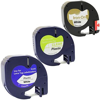 PRESTIGE CARTRIDGE 3-Pack Cassettes Noir sur Blanc/Transparent Plastique (12mm x 4m) & Textile (12mm x 2m) Rubans Étiquettes compatibles pour Etiqueteuse Dymo LT-100H LT-100T LT-110T QX 50 XR XM 2000 Plus - Publicité PRESTIGE CARTRIDGE 3-Pack Cassettes Noir sur Blanc/Transparent Plastique (12mm x 4m) & Textile (12mm x 2m) Rubans Étiquettes compatibles pour Etiqueteuse Dymo LT-100H LT-100T LT-110T QX 50 XR XM 2000 Plus - Publicité