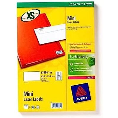 Avery l 7654-100 d'étiquettes transparentes 45,7 x 25,4 mm 100 feuilles/4000 étiquettes blanc - Publicité Avery l 7654-100 d'étiquettes transparentes 45,7 x 25,4 mm 100 feuilles/4000 étiquettes blanc - Publicité